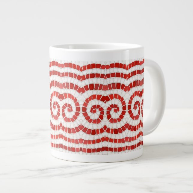 Caneca De Café Grande Red IONIC MOSAIC Big White Mug (Frente Esquerda)