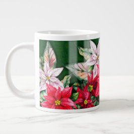 Caneca De Café Grande Red, Pink e Salmon Poinsettias
