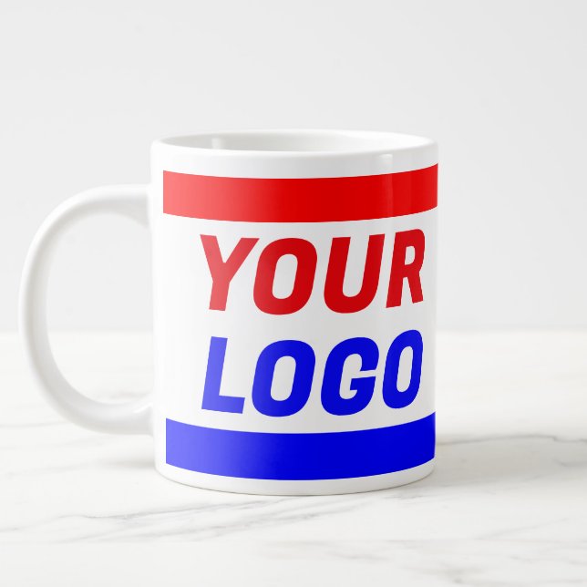 Caneca De Café Grande Red, White, and Blue Business Company Logo Jumbo (Esquerda)