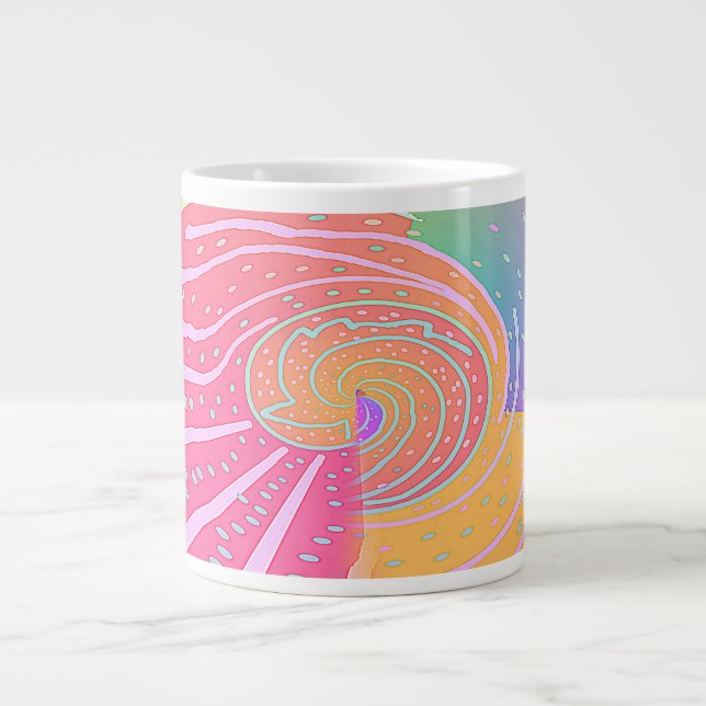 Caneca De Café Grande Redemoinho Vórtice Arco-íris (Frente)
