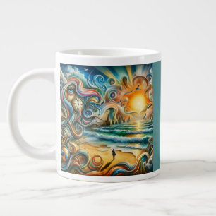Caneca De Café Grande Reflexões do eterno: Paisagem do Sonho Costeiro Su