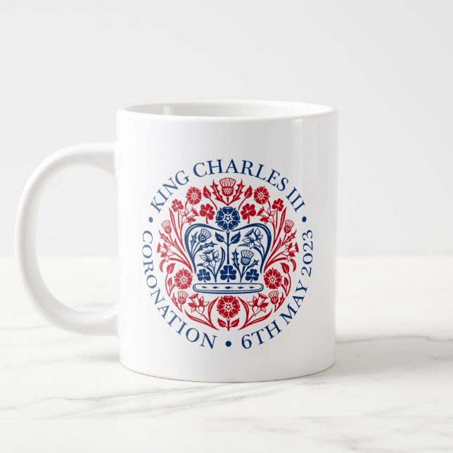 Caneca De Café Grande Rei Charles III Coronation Emblem, Royal Souvenir (Esquerda)