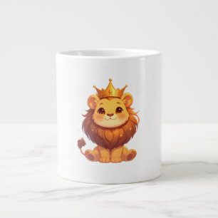 Caneca De Café Grande Rei Leão Fofo [Produto] Coroa Kawaii Presente de A