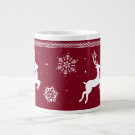 Caneca De Café Grande Reindeer de Natal e Flocos de Neve