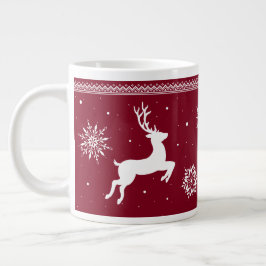 Caneca De Café Grande Reindeer de Natal e Flocos de Neve