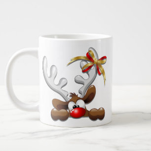 Caneca De Café Grande Reindeer Enzergou Caráter de Natal Engraçado