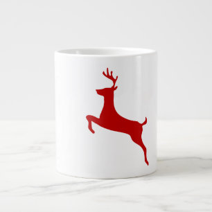 Caneca De Café Grande Reindeer Jump Christmas Red Silhouette Dois Tonela