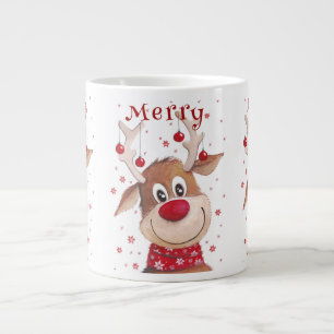 Caneca De Café Grande Reindeer Reindeer Antlers de Natal com ornamentos