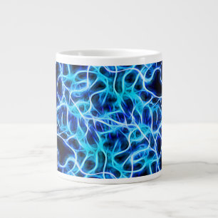 Caneca De Café Grande Relâmpago de bobina azul-neon elétrico