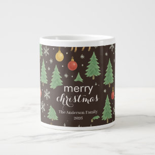 Caneca De Café Grande Rena de Água e Árvore de Natal - 
