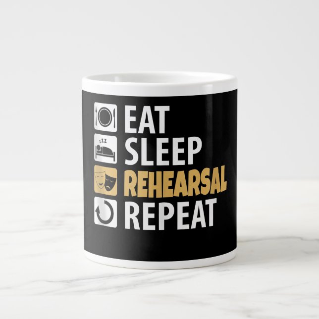 Caneca De Café Grande Repetir o ensaio de sono (Frente)