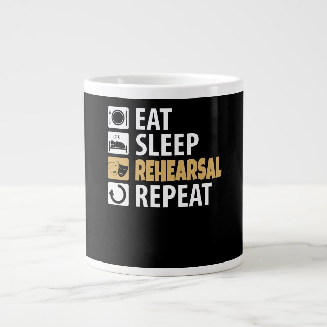 Caneca De Café Grande Repetir o ensaio de sono (Frente)