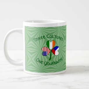 Caneca De Café Grande República Tcheca Irlanda EUA Trevo Bandeira Person