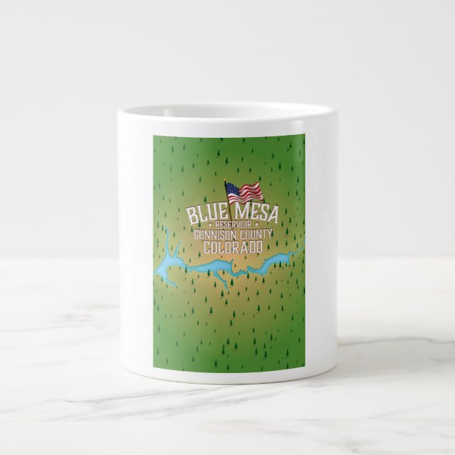 Caneca De Café Grande Reservatório Blue Mesa, Gunnison, Mapa do Condado  (Frente)