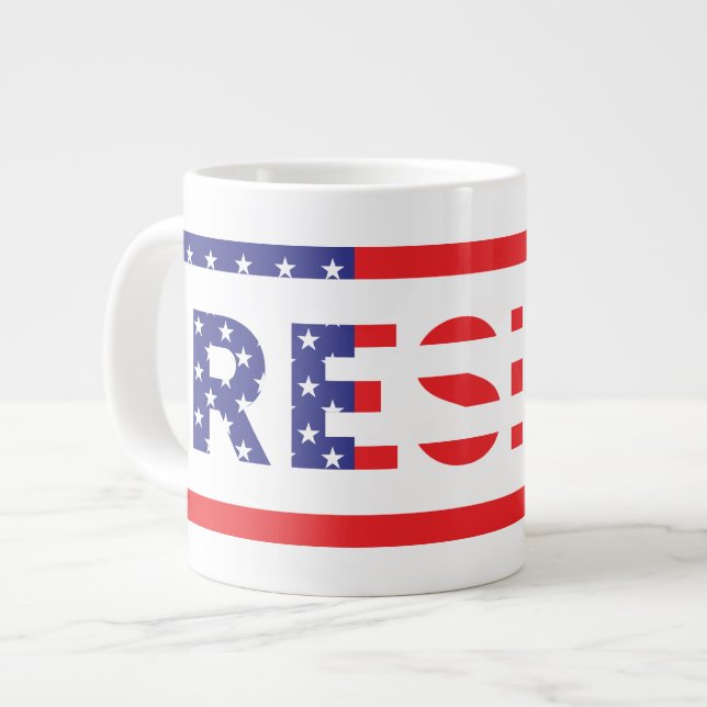 Caneca De Café Grande RESISTENTE| Bandeira dos Estados Unidos (Frente Esquerda)