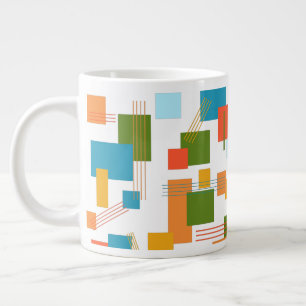 Caneca De Café Grande Retângulos e Linhas Abstratos