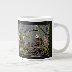 Caneca De Café Grande Retrato da família das águias-calvas