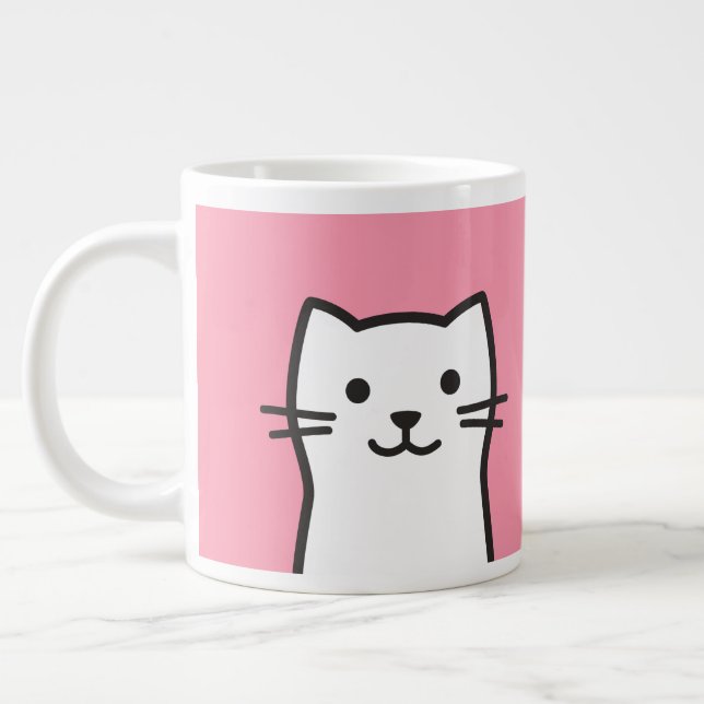 Caneca De Café Grande Retrato de gato engraçado (Esquerda)