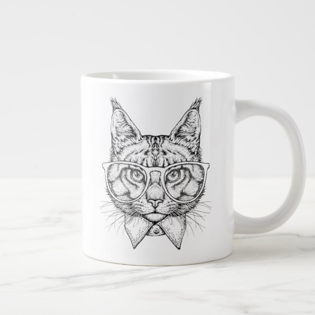 Caneca De Café Grande Retrato de Maine Coon (Direita)