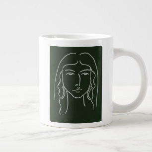 Caneca De Café Grande Retrato de malaquite com cabelo longo