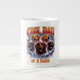 Caneca De Café Grande Retrato de Papai Cachorro Personalizado Número Des