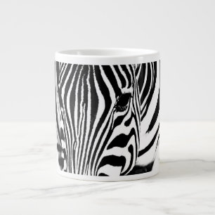 Caneca De Café Grande Retrato de zebra preto e branco