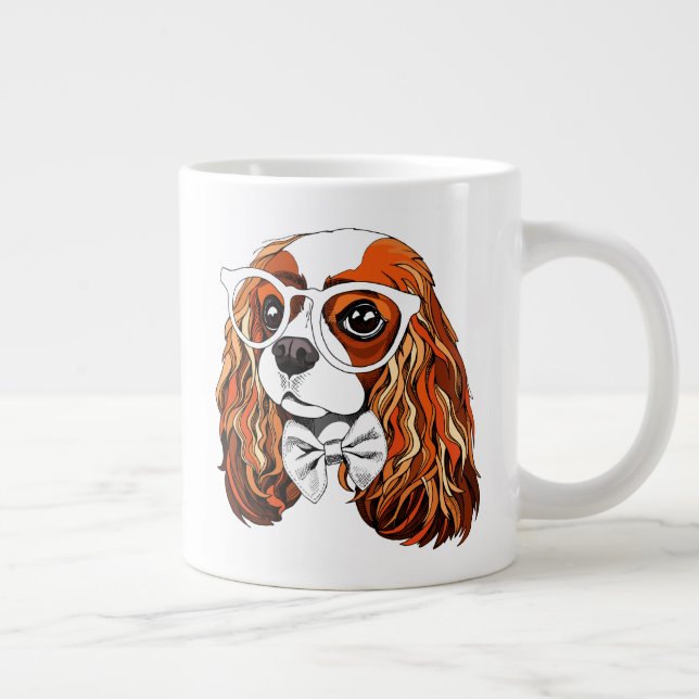 Caneca De Café Grande Retrato do Rei Cavalier Charles Spaniel (Direita)