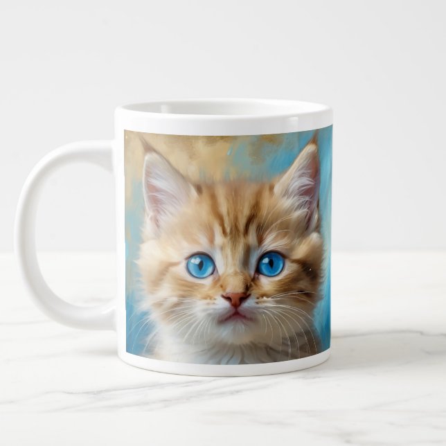 Caneca De Café Grande Retrato Gato Adorável (Esquerda)