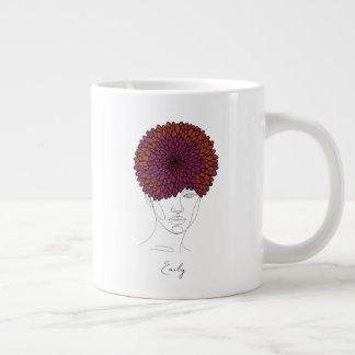 Caneca De Café Grande Retrato Personalizado da Flor de Nascimento de Nov