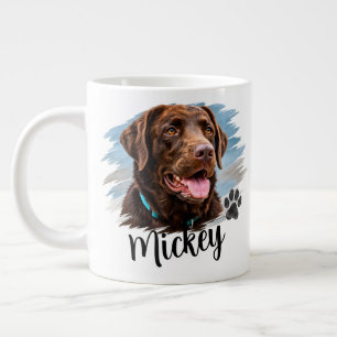 Caneca De Café Grande Retrato Personalizado de Cachorro