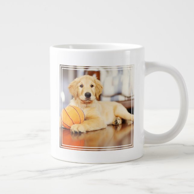 Caneca De Café Grande Retriever Ouro Com Brinquedo De Basquete (Direita)