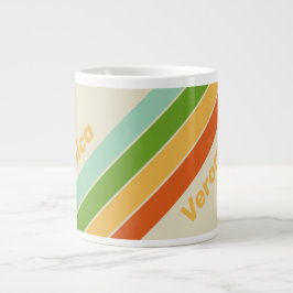 Caneca De Café Grande Retro ABC Street Stripes with Name
