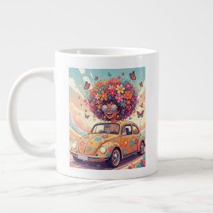Caneca De Café Grande Retro Anos 70 Florido Poder das Flores