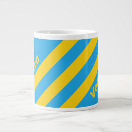 Caneca De Café Grande Retro Aqua Reef Três Listras com Nome