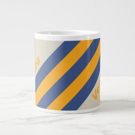 Caneca De Café Grande Retro Azul Esmagar Listras do Pôr do Sol com Nome