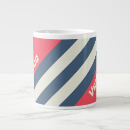 Caneca De Café Grande Retro Beach Club Stripes with Name