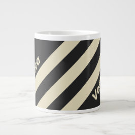 Caneca De Café Grande Retro Charcoal Three Stripes with Name
