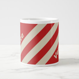 Caneca De Café Grande Retro Crimson Três Listras com Nome