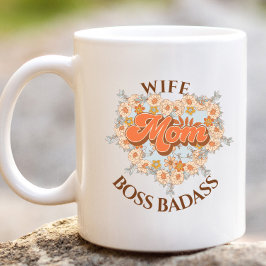 Caneca De Café Grande Retro Engraçado Esposa Coração Mãe Chefe Badass Gi