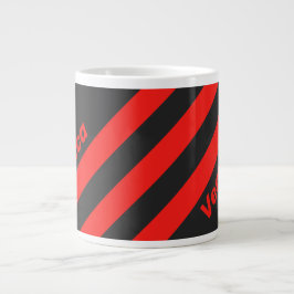 Caneca De Café Grande Retro Escuro Três Listras com Nome