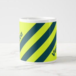 Caneca De Café Grande Retro HI VIS Amarelo Três Listras com Nome