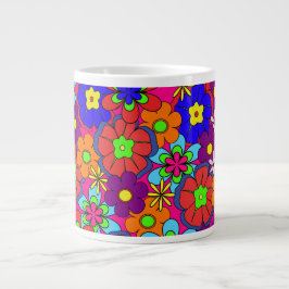Caneca De Café Grande Retrô Hippy Groovy Girly Floral