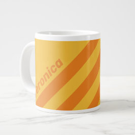 Caneca De Café Grande Retro Laranja Groove Três Listras com Nome