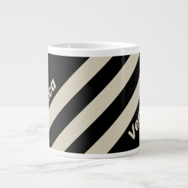 Caneca De Café Grande Retro Midnight Três Listras com Nome