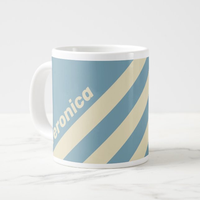 Caneca De Café Grande Retro Oceano Três Listras com Nome (Frente Esquerda)
