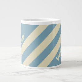 Caneca De Café Grande Retro Oceano Três Listras com Nome