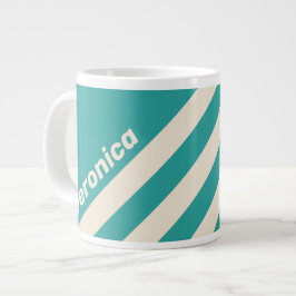 Caneca De Café Grande Retro Sea Breeze Três Listras com Nome
