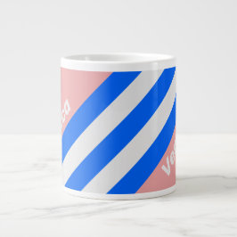Caneca De Café Grande Retro Sea Kiss Stripes with Name