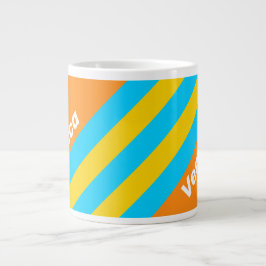 Caneca De Café Grande Retro Summer Beach Stripes with Name