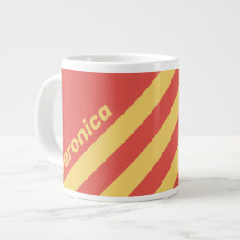 Caneca De Café Grande Retro Surf Pôr do Sol Três Listras com Nome